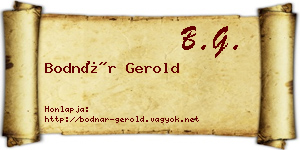 Bodnár Gerold névjegykártya